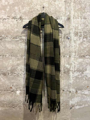 PLAID FLANNEL SCARF- Olive