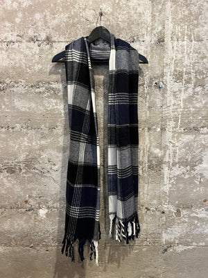 PLAID FLANNEL SCARF- Blue